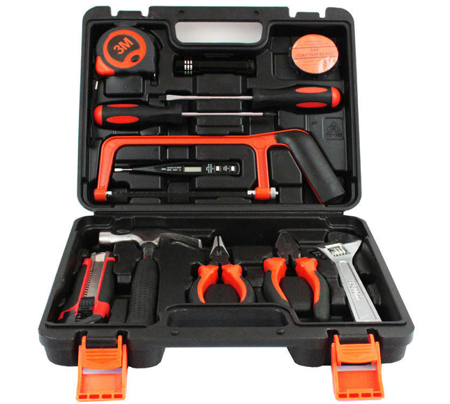13-Piece Tool Set - Universal Household Hand Tool Kit with Plastic Tool Box Storage Box