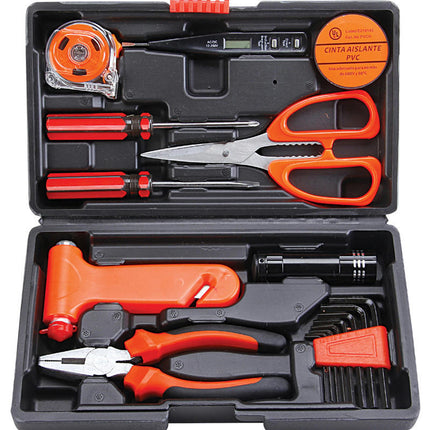 18-piece Home Tool Kit - Universal Hand Tool Kit with Plastic Tool Box Storage Box