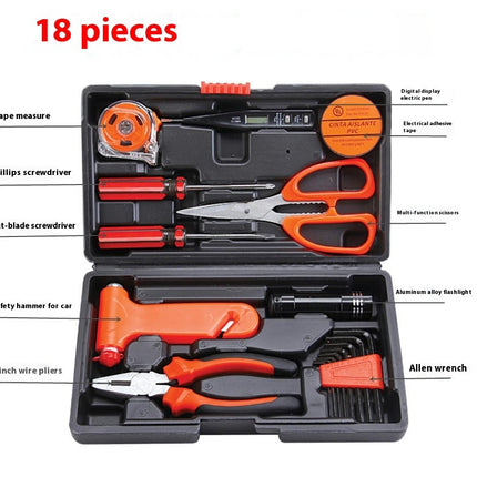 18-piece Home Tool Kit - Universal Hand Tool Kit with Plastic Tool Box Storage Box