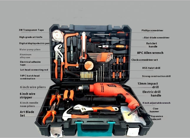 Tool Set -112 Piece Tool Box with Drill, Home Tool Kits for Men & Women Homeowner Diyer Handyman