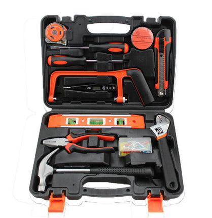 13-Piece Household Basic Hand Tool Kit with plastic Storage Toolbox for DIY, Home Mainte