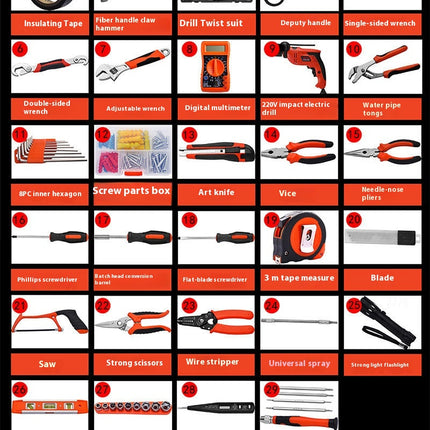 128-Piece General Household Home Repair and Mechanic's Hand Tool Kit Set