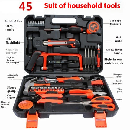 45-Piece Tool Set General Household Hand Tool Kit with Plastic Toolbox Storage Case