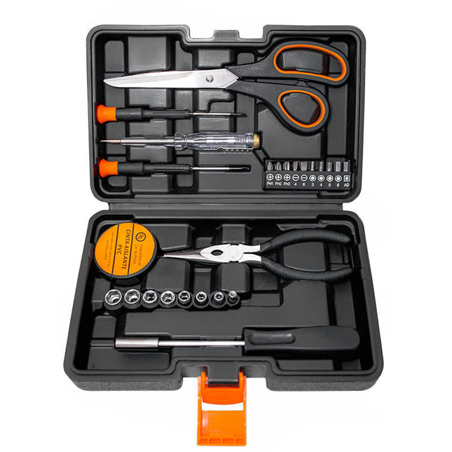 26 Piece Home Repair Tool Kit - Universal Car Household Hand Tool Set with Plastic Tool Case