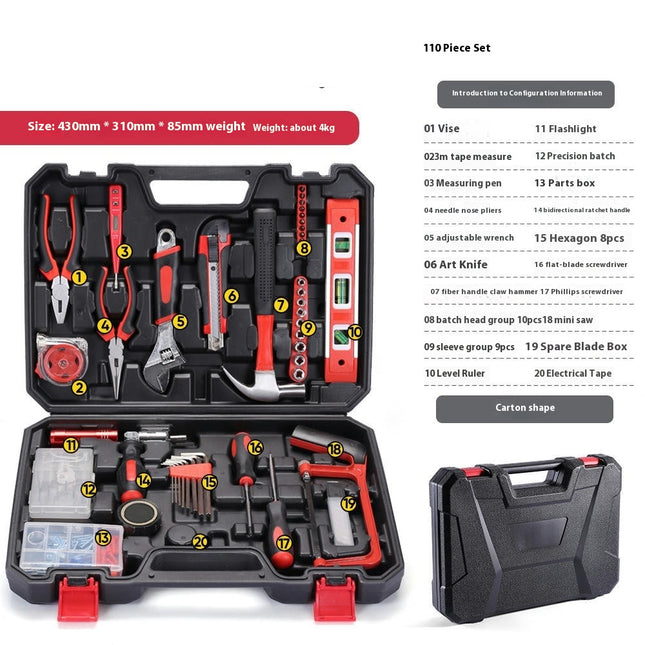 110-Piece Hand Tool Set - Suitable for DIY, Home Maintenance Multi-purpose Tool Set