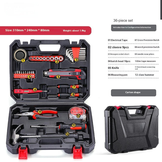 Hardware Tool Set 36 Pieces - Manual Car Household Combination Tool Box Set