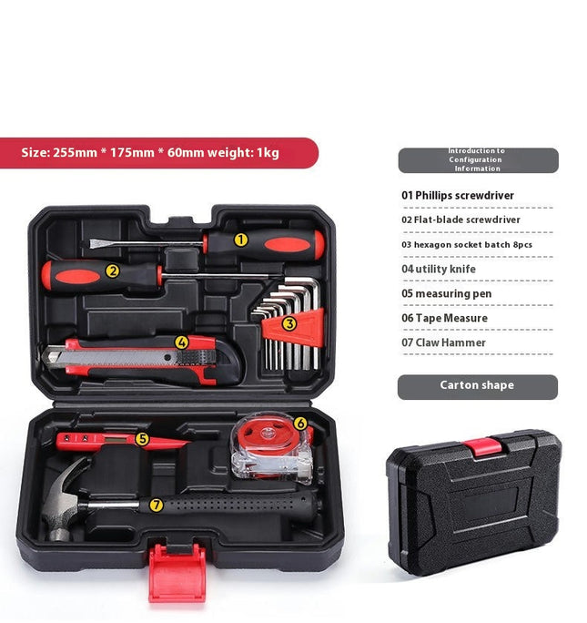 15-Piece Hardware Tool Set - Universal Household Hand Tool Set with Plastic Tool Box Storage Box