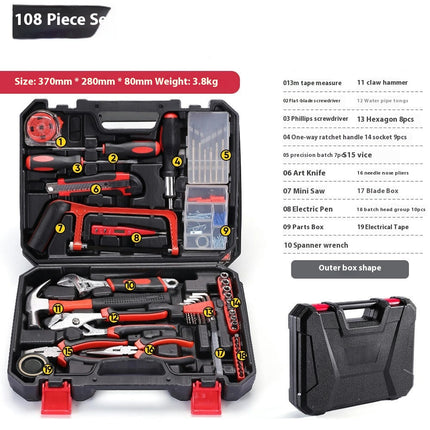Tool Set -108 Piece Tool sets General Household Hand Tool Kit with Plastic Tool Box Storage Case
