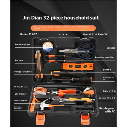 Home Hardware Tool Set - Universal Hand Tool Set with Plastic Tool Box Storage Box