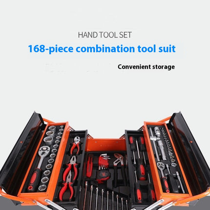 168-piece Iron Box Tool Box Multi-function Wrench Socket Tool Portable Hardware Tool Set