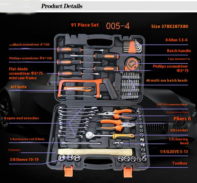 Tool Set-General Household Hand Tool Kit,Auto Repair Tool Set, with Plastic Toolbox Storage Case