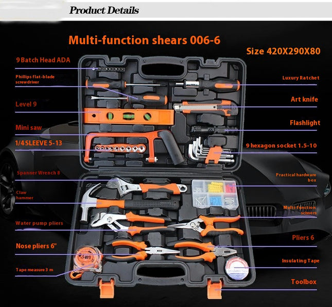 Tool Set - General Household Hand Tool Kit with Plastic Toolbox Storage Case
