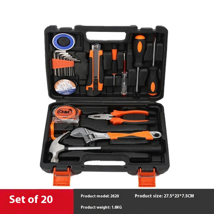 20 Piece Carbon Steel Tool Set Universal Household Hand Tool Bag with Plastic Tool Box Storage Box
