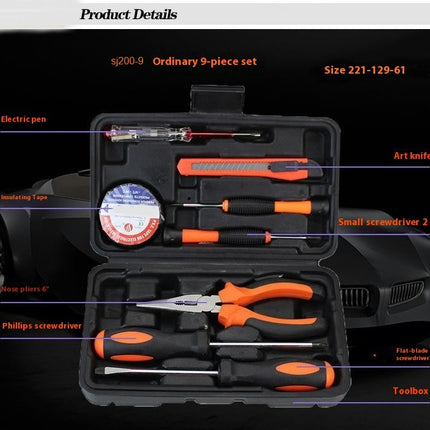 9-Piece Carbon Steel Combination Tool Set, Manual Hardware Tool Set for Car and Home Use