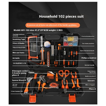 Home Repair Tool Kit - 102 Piece General Home/Auto Repair Tool Set, with Plastic Box