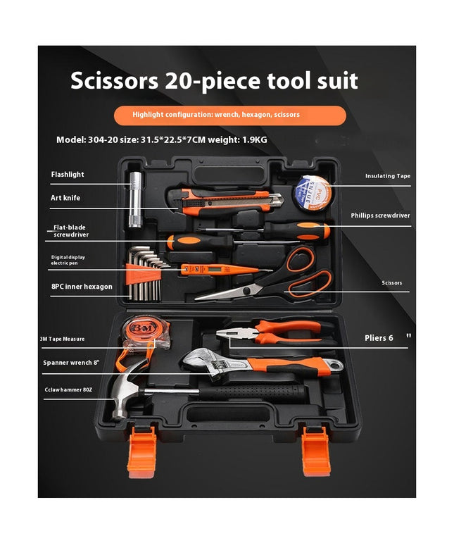 Hardware Tool Set-Home Car Emergency Carbon Steel Tool with Plastic Box