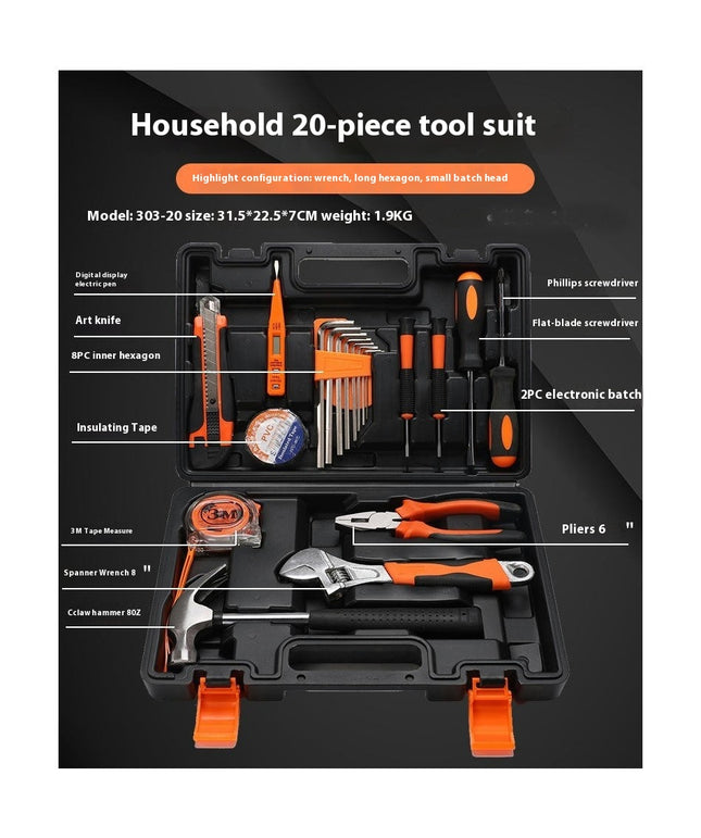 Hardware Tool Set-Home Car Emergency Carbon Steel Tool with Plastic Box