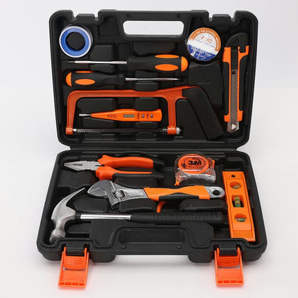 Tool Set 13 Pieces with Plastic Tool Box - Perfect Gift for Home Manual Repair Set