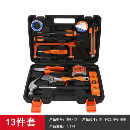 Tool Set 13 Pieces with Plastic Tool Box - Perfect Gift for Home Manual Repair Set