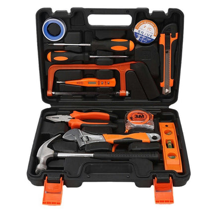 Tool Set 13 Pieces with Plastic Tool Box - Perfect Gift for Home Manual Repair Set
