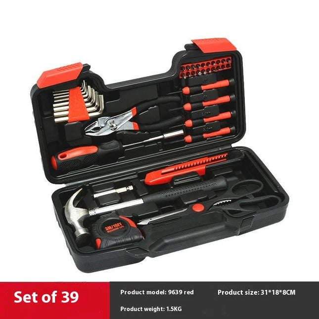 39pc Home DIY Tool Kit for The Household, Office & Garage. Complete Basic House Tool Box Set