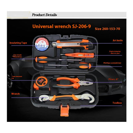 Hand Tool Set with Storage Box, General Basic Repair Tool Set with Hammer Pliers Wrenches