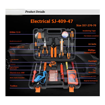 Hand Tool Set with Storage Box, General Basic Repair Tool Set with Hammer Pliers Wrenches