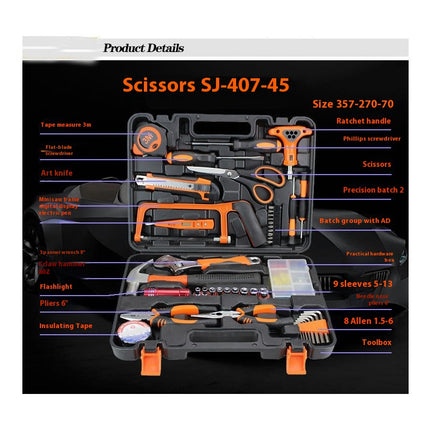 Hand Tool Set with Storage Box, General Basic Repair Tool Set with Hammer Pliers Wrenches