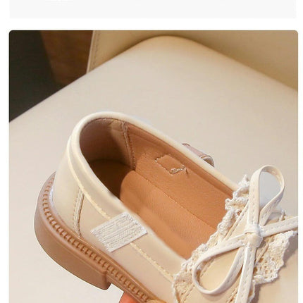 Little Girl's Faux Leather Shoes Wedding Party Cute Bow Princess Shoes