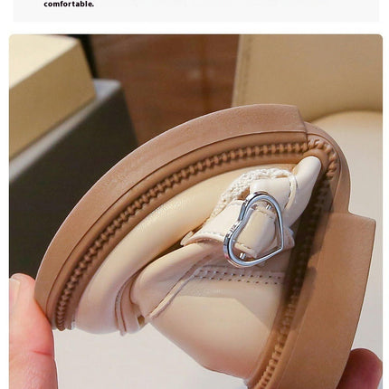 Little Girl's Faux Leather Shoes Wedding Party Cute Bow Princess Shoes
