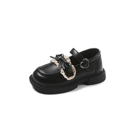 Little Girl's Faux Leather Shoes Wedding Party Cute Bow Princess Shoes