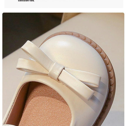 Girls Bow School Uniform Shoes Mary Jane Flats Faux Leather Shoes