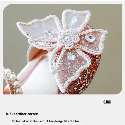 Toddler Girls Flats Dress Shoes Sequins Butterfly Mary Jane Wedding Party Shoes