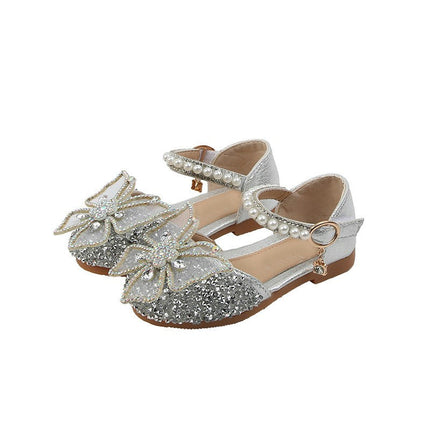 Toddler Girls Flats Dress Shoes Sequins Butterfly Mary Jane Wedding Party Shoes