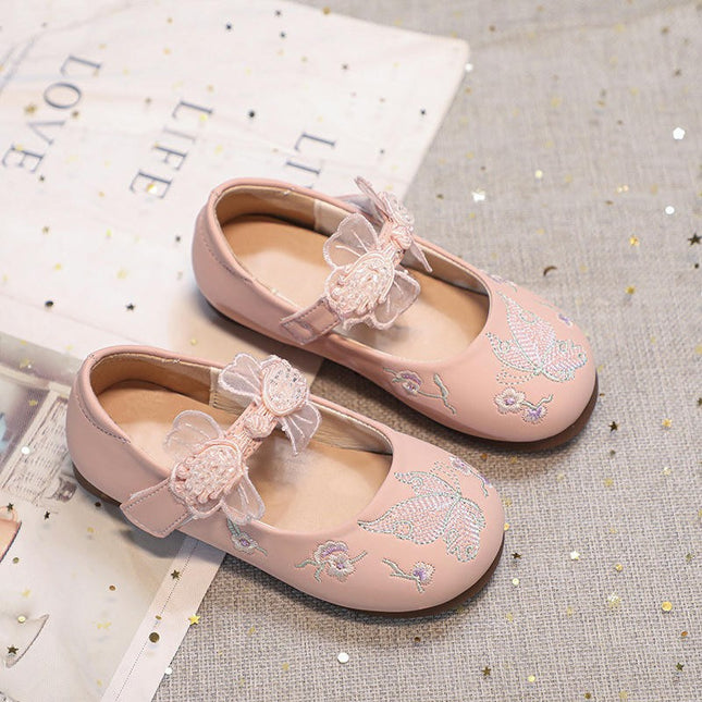Little Girl Princess Shoes Embroidered Butterfly Flower Party Shoes