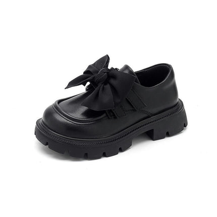 Flower Girl Dress Shoes Bows Mary Jane Flats Wedding Party Girls Faux Leather Shoes