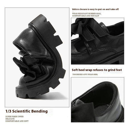 Flower Girl Dress Shoes Bows Mary Jane Flats Wedding Party Girls Faux Leather Shoes