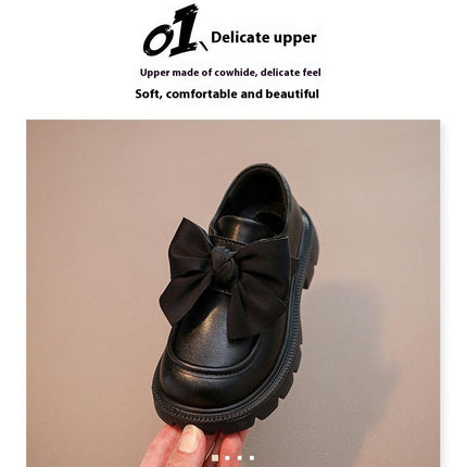 Flower Girl Dress Shoes Bows Mary Jane Flats Wedding Party Girls Faux Leather Shoes