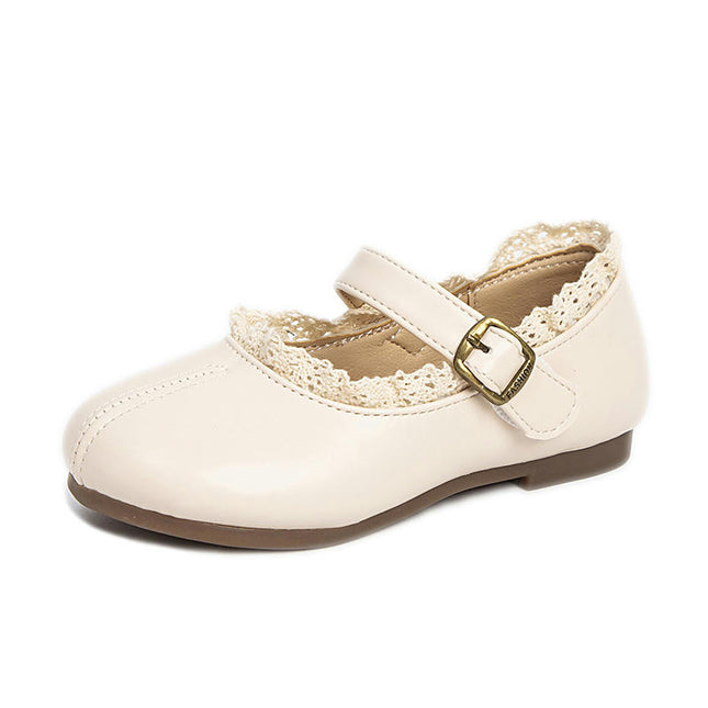 Little Girls Faux Leather Shoes Vintage Classic Lace Princess Shoes