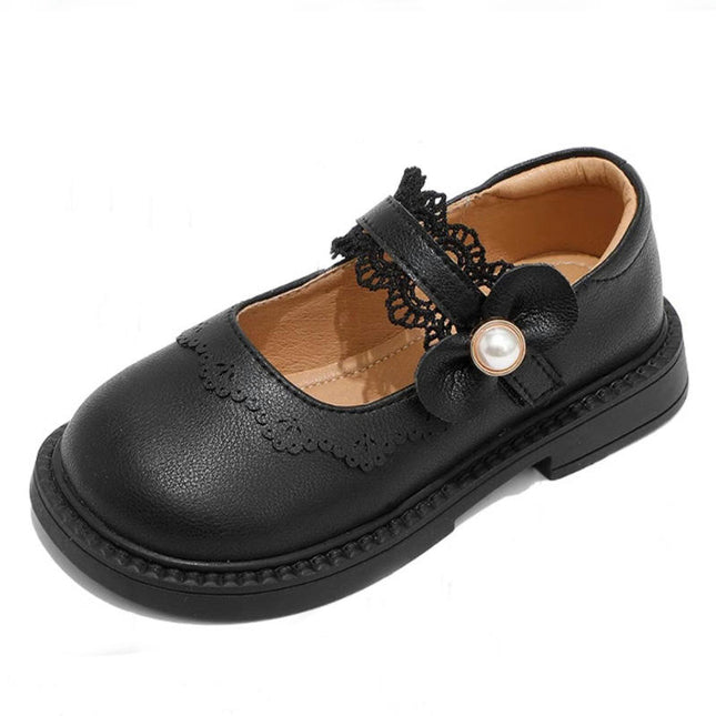 Fashion Princess Shoes Girls Comfortable Lace Thick Soles Faux Leather Shoes
