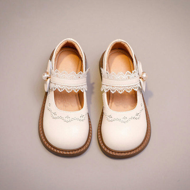 Fashion Princess Shoes Girls Comfortable Lace Thick Soles Faux Leather Shoes