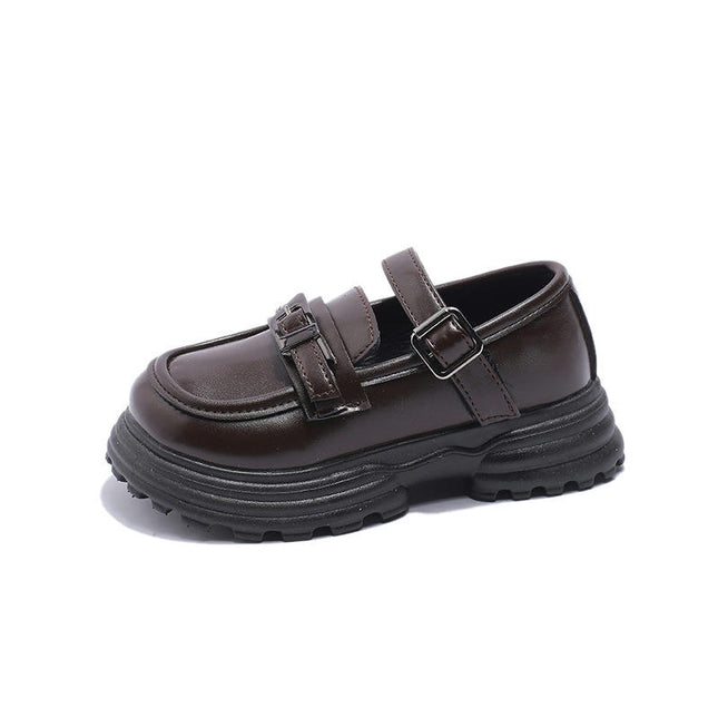 Little Girls Platform Shoes Round Toe Shiny School Uniform Faux Leather Shoes