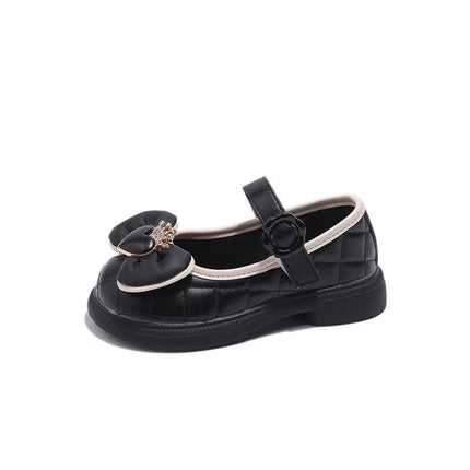 Faux Leather Mary Jane Shoes for Girls Bow Ballet Flat Princess Shoes
