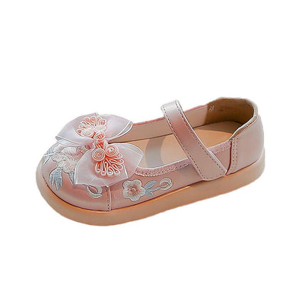 Little Girls Traditional Style Flats Shoes Retro Mary Jane Bow Faux Leather Shoes