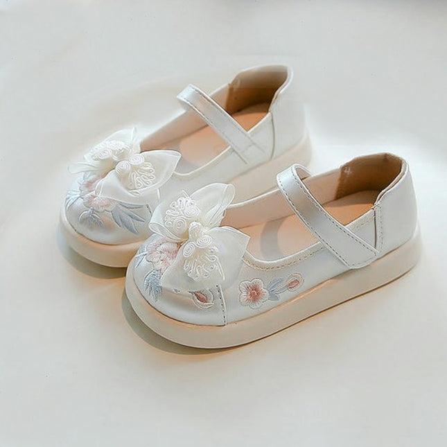 Little Girls Traditional Style Flats Shoes Retro Mary Jane Bow Faux Leather Shoes