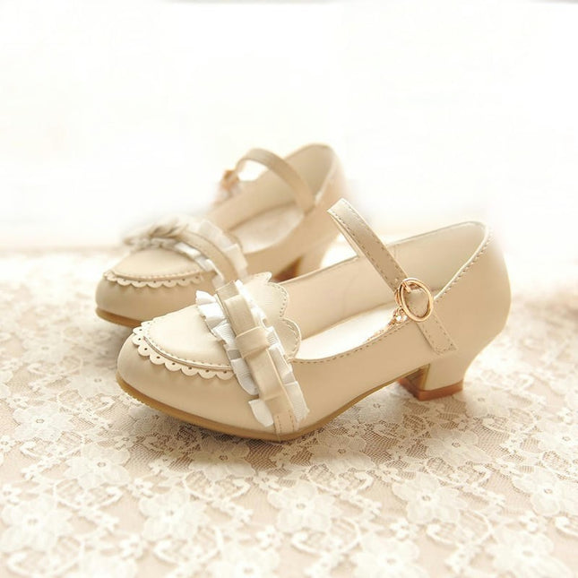 Wedding Party High Heel Flower Girl Dress Shoes for Girls Princess Shoes