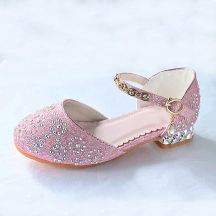 Girls Sparkle Dance Heel Princess Shoes Glitter Party Wedding Pumps