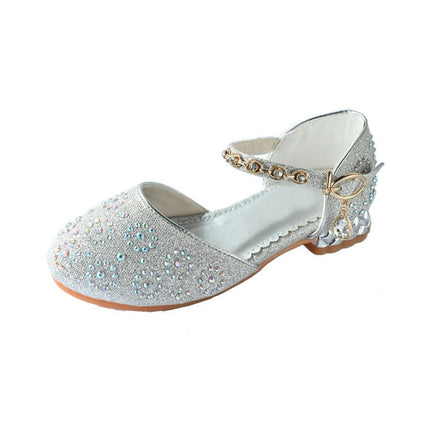 Girls Sparkle Dance Heel Princess Shoes Glitter Party Wedding Pumps