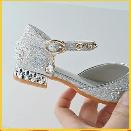 Girls Sparkle Dance Heel Princess Shoes Glitter Party Wedding Pumps