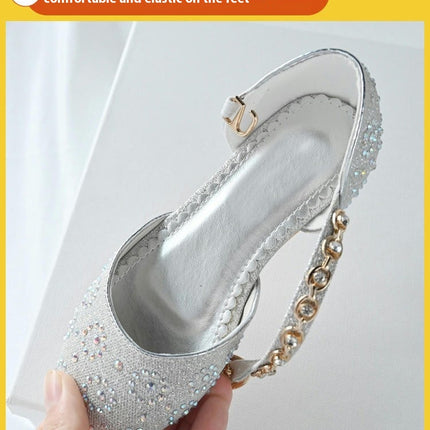 Girls Sparkle Dance Heel Princess Shoes Glitter Party Wedding Pumps